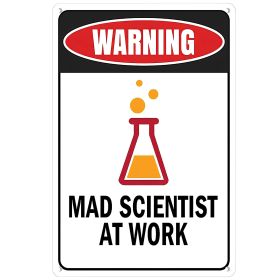 Mad Scientist Metal Sign Science Decor 8x12 Inches Tin Rectangular
