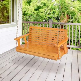 1PC 2-Person Wooden Porch Swing with Hanging Chains for Garden Yard