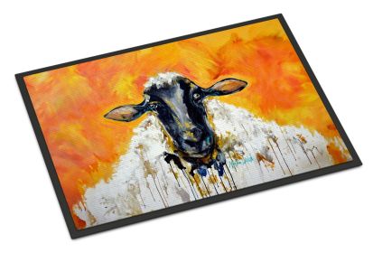 Peach Wool Sheep Doormat Front Door Mat Indoor Outdoor Rugs for Entryway, Non Slip Washable Low Pile, 24H X 36W
