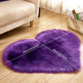 1pc Heart-Shaped Faux Sheepskin Area Rug - Soft and Plush Carpet for Home, Bedroom, Nursery, and Kid's Room - Perfect for Home Decor and Comfort (Color: purple, size: 19.69*23.62inch)
