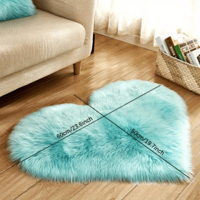 1pc Heart-Shaped Faux Sheepskin Area Rug - Soft and Plush Carpet for Home, Bedroom, Nursery, and Kid's Room - Perfect for Home Decor and Comfort (Color: Light blue, size: 19.69*23.62inch)