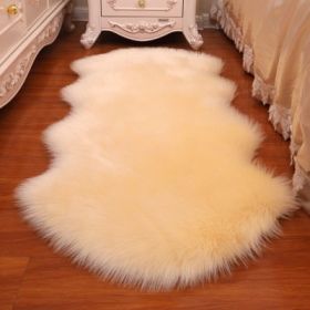 New Carpet Plush Soft Sheepskin Bedroom Carpet Imitation Wool Pad Long Hair Bedside Mat Sofa Cushion Rugs Living Room Fur Carpet (Color: PD1008, size: 40x60cm)