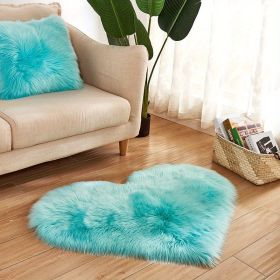 1pc, Fluffy Shaggy Area Rug, Solid Color PV Velvet Carpet, Plush Heart Shape Rug For Valentine's Day Wedding Anniversary Home Floor Decor (Color: Light blue, size: 19.69*23.62inch)