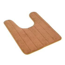 U Shaped Bathroom Rugs Contour Non-slip Toilet Mat Absorbent Cozy Velvet Floor Mat 23.62 x 19.69in (Color: Coffee)