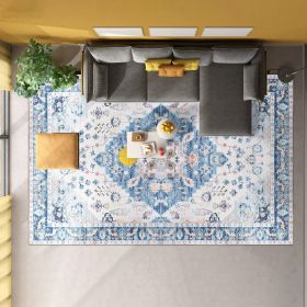 Vintage Area Rug Modern Non Slip Carpet Boho Low Pile Soft Rug Waterproof Machine Washable Rug for Living Room Bedroom Kitchen Dining Room Under (Color: Type 2, size: 8_10ft)
