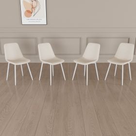 Dining Chairs Set of 4,Modern Kitchen Dining Room Chairs (Color: Beige+White)