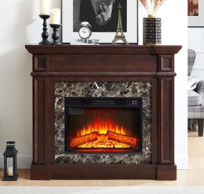 Electric Fireplace with Mantel, Fireplace Mantel, Fireplace Heater Freestanding, Realistic Stacked Stone Surround with Remote Control Timer LED F (Color: as Pic)